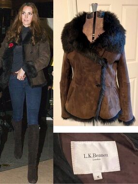 Rare L.K.Bennett 'Darwin' Shearling Coat in Choc Brown - Kate Middleton - Medium